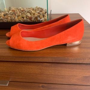Tory Burch Salinas Peep Toe Flat Tangerine SZ8 🍊